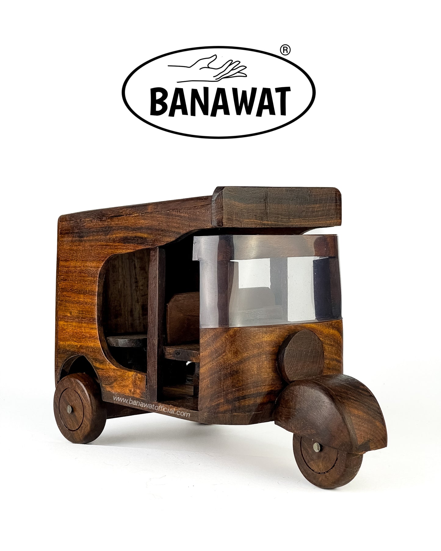 HAND CRAFTED WOODEN RICKSHAW