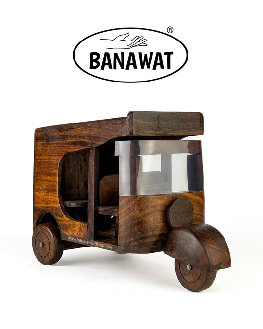 HAND CRAFTED WOODEN RICKSHAW