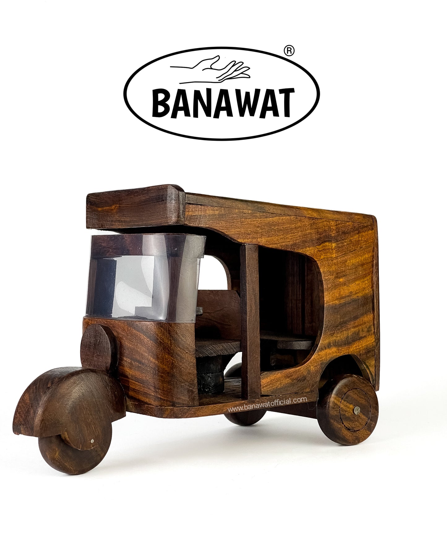 HAND CRAFTED WOODEN RICKSHAW